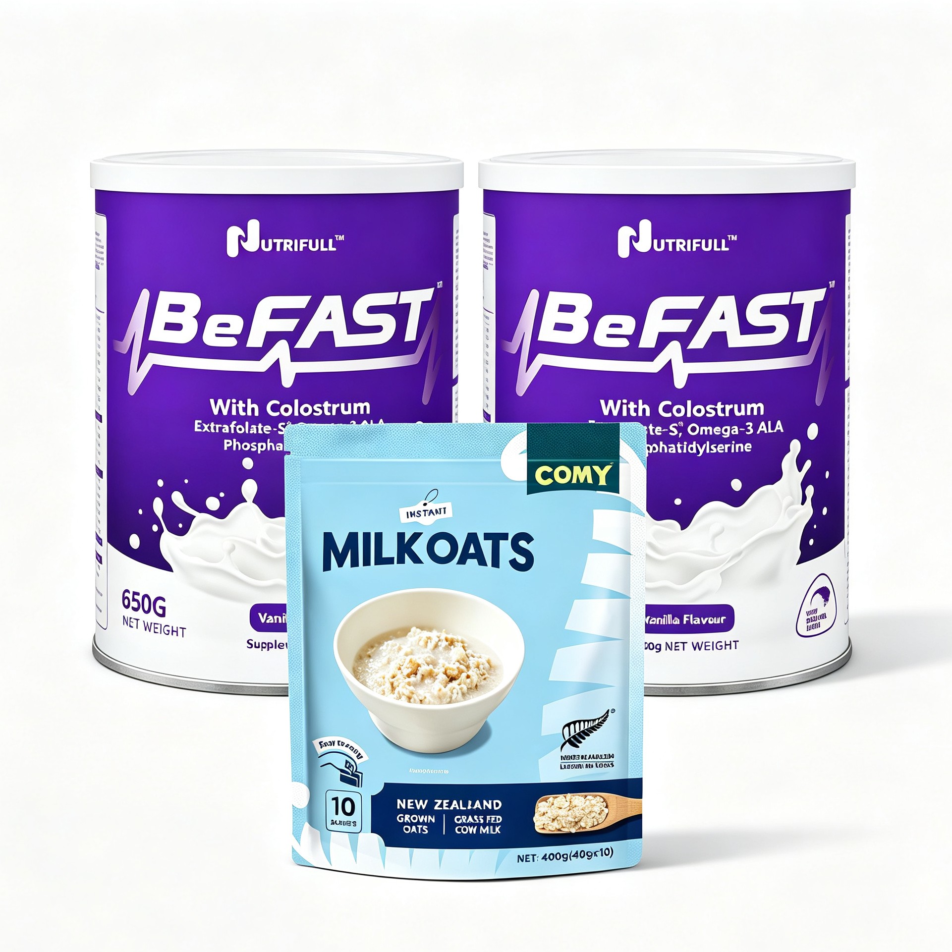 【买2送1】Nutrifull BeFAST 成人营养配方奶粉 650克*2罐【送】麦片1袋